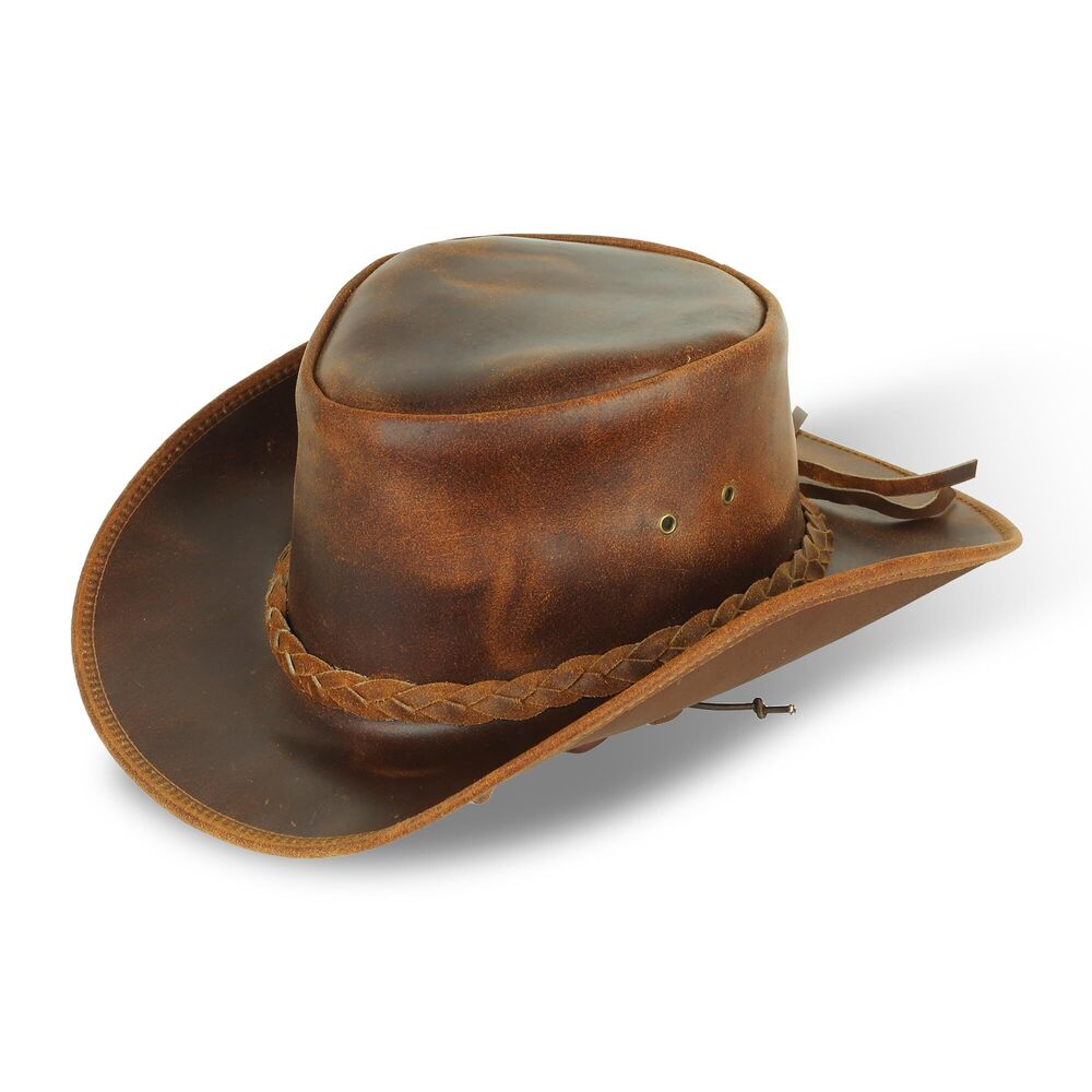 7503 Leather Cowboy Hat & – Shapeable Western Outback Hat with Adjustable